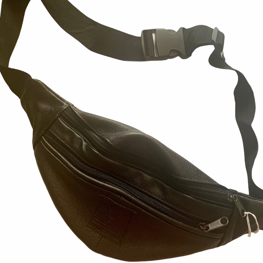 Black Leather Fanny Pack